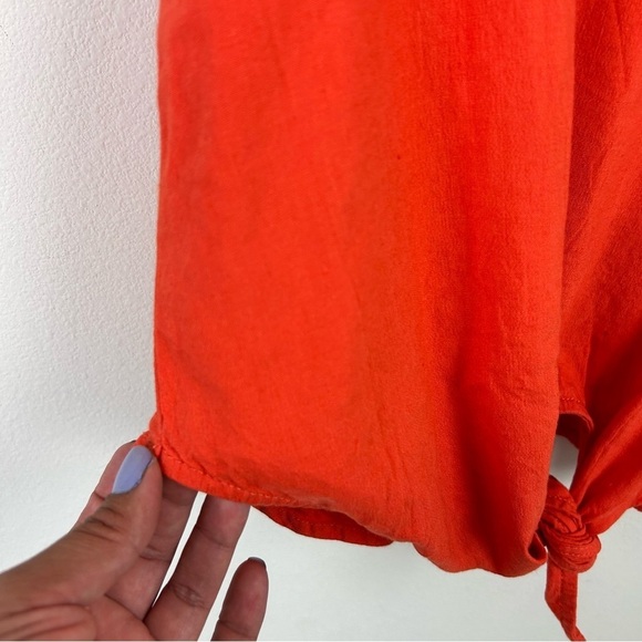 Lou & Grey Loft red/orange Linen blend tie front tank size: XS - Picture 5 of 8